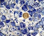 Lanyani Broken Ceramic China Tiles Assortment Blue and White Porcelain Pieces for Mosaic Craft, Cover 11x11 inches