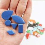 Blue 120 Pieces Diamond Ceramic Tiles for Crafts, Mosaics Tile Bulk Small Rhombus Ceramic Tiles for DIY Picture Frames Handmade Stepping Stones Coasters Crafts Decoration