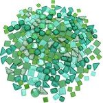 LITMIND 1.1LB Green Mixed Irregular Crystal Glass Mosaic Tiles for Crafts - Perfect for Mosaic Art Projects, Puzzles, and Home Décor