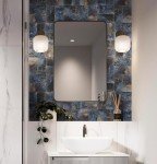 Blujellyfish Glass Subway Tile 3x6 Inch Antique Blue Tiles for Kitchen Backsplash Bathroom Accent Wall Glass Mosaic Tile (Pack of 20)