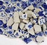 Lanyani Broken Ceramic China Tiles Assortment Blue and White Porcelain Pieces for Mosaic Craft, Cover 11x11 inches