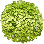 LITMIND 1.1LB Green Irregular Glass Mosaic Tiles with White Backing - Ideal for Mosaic Crafts, Puzzles, and Art Projects
