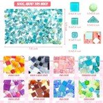 LATIIZ Glass Mosaic Tiles Crafts: Pre-Cut Waterproof Turquoise 300 Pieces for DIY Outdoor Home & Garden Art Projects - Decor Patio Stepping Stones Kits - Mother Gifts & Family Bonding Activities