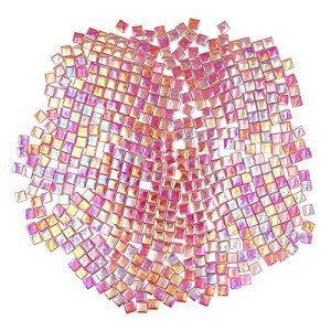 1.1lb Square Crystal Mosaic Tiles, Iridescent Mosaic Glass Tiles for Crafts, Mosaic Pieces DIY Hobbies Children Handmade Jewelry Art Decoration Gifts,525 Pieces (Fuchsia)