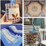 Blue 120 Pieces Diamond Ceramic Tiles for Crafts, Mosaics Tile Bulk Small Rhombus Ceramic Tiles for DIY Picture Frames Handmade Stepping Stones Coasters Crafts Decoration