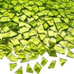 LITMIND 1.1LB Green Irregular Glass Mosaic Tiles with White Backing - Ideal for Mosaic Crafts, Puzzles, and Art Projects