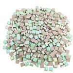 500PCS / 1.1LB Square Ceramic Mosaic Tiles, 0.4 x 0.4 inch Handmade Making Creative Micro Mosaic Tiles for DIY Art and Home Decorations (Iridescent Green)