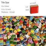 Lanyani 784 Pieces Colorful Tiny Square Ceramic Mosaic Tiles for Crafts, Glazed Porcelain Pieces Sheets for Mosaics