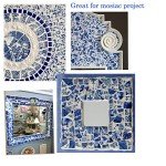 Lanyani Broken Ceramic China Tiles Assortment Blue and White Porcelain Pieces for Mosaic Craft, Cover 11x11 inches