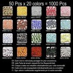 Ceramic Tile 3/16 inch 5mm Mosaic Tiles for Arts and Crafts 1000 Pieces, 20 Colors x 50 Pcs, MXAL