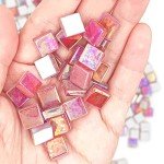 1.1lb Square Crystal Mosaic Tiles, Iridescent Mosaic Glass Tiles for Crafts, Mosaic Pieces DIY Hobbies Children Handmade Jewelry Art Decoration Gifts,525 Pieces (Fuchsia)
