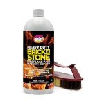 Quick'n Brite Fireplace Brick and Stone Cleaner 32oz with Scrub Brush - Natural Stone, Tile, and Marble Cleaner - Indoor Fireplace and Wood Stove Cleaning Kit - Pellet Stove Creosote Remover