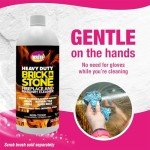 Quick'n Brite Fireplace Brick and Stone Cleaner 32oz with Scrub Brush - Natural Stone, Tile, and Marble Cleaner - Indoor Fireplace and Wood Stove Cleaning Kit - Pellet Stove Creosote Remover