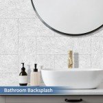 MOONFUN 50-Pieces Thick PVC Subway Tile,4"x 8" Peel and Stick Backsplash Wall Tiles,Natural Stone White Self-Adhesive Backsplash for Kitchen,Bathroom,Living Rooms,Fireplace,RV(11.11 Sq. Ft. Coverage)