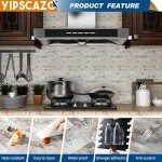 Yipscazo 20 Sheets Peel and Stick Stone Metal Tile Backsplash, Stick on Tiles for Backsplash Kitchen, Bathroom, Laundry Room, Camper, Fireplace (12'' X 12'', Ecru)