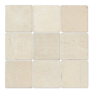 Crema Marfil Spanish Marble 4 X 4 Subway Field Tile, Tumbled