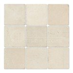 Crema Marfil Spanish Marble 4 X 4 Subway Field Tile, Tumbled