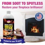 Quick'n Brite Fireplace Brick and Stone Cleaner 32oz with Scrub Brush - Natural Stone, Tile, and Marble Cleaner - Indoor Fireplace and Wood Stove Cleaning Kit - Pellet Stove Creosote Remover