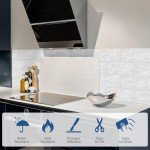 MOONFUN 50-Pieces Thick PVC Subway Tile,4"x 8" Peel and Stick Backsplash Wall Tiles,Natural Stone White Self-Adhesive Backsplash for Kitchen,Bathroom,Living Rooms,Fireplace,RV(11.11 Sq. Ft. Coverage)