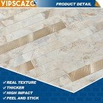 Yipscazo 20 Sheets Peel and Stick Stone Metal Tile Backsplash, Stick on Tiles for Backsplash Kitchen, Bathroom, Laundry Room, Camper, Fireplace (12'' X 12'', Ecru)