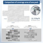 MOONFUN 50-Pieces Thick PVC Subway Tile,4"x 8" Peel and Stick Backsplash Wall Tiles,Natural Stone White Self-Adhesive Backsplash for Kitchen,Bathroom,Living Rooms,Fireplace,RV(11.11 Sq. Ft. Coverage)