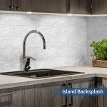 MOONFUN 50-Pieces Thick PVC Subway Tile,4"x 8" Peel and Stick Backsplash Wall Tiles,Natural Stone White Self-Adhesive Backsplash for Kitchen,Bathroom,Living Rooms,Fireplace,RV(11.11 Sq. Ft. Coverage)