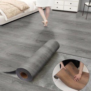 Chejiaye Luxury Thicken Wood Grain Peel and Stick Floor Tiles 17.72" x 118" Self-Adhesive Vinyl Flooring Roll-DIY Easy for Wall and Floor,Hard Surface/Waterproof/Anti Slip/Anti Dent(Grey 14.5 Sq.Ft.)