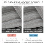 auxua Wood Grain Peel and Stick Floor Tiles – 11.8” Width, Full Roll Length of 118" – Versatile Design for Any Space, Grey Self Adhesive Vinyl Flooring, Waterproof and Non-Slip Features