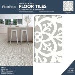 FloorPops FP2942 Medina Peel & Stick Floor Tiles, Grey