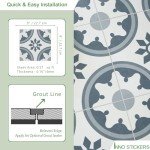 16-Pack Peel and Stick Floor and Wall Tile for Kitchen Bathroom 9" x 9" SPC Self Adhesive Vinyl Flooring Patterned Blue Backsplash Tile, 9.12 Sq Ft.