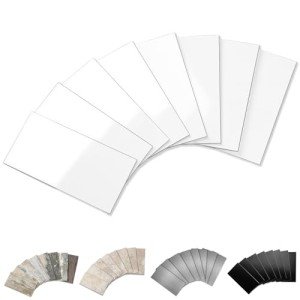 Yipscazo 2025 New Upgrade 100 Pieces Peel and Stick backsplash 3 x 6 Inches 3D PVC Composite Wall Tile Stick on Backsplash Tile for Kitchen Bathroom, Laundry Room, Fireplace in Polished Marble White