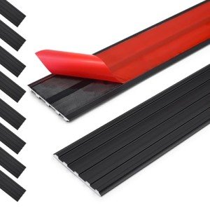 Jiekayi 8Pack 36″ Metal Outdoor Stair Treads Non-Slip, Heavy-Duty Aluminum Waterproof Safety Grip Strips for Tread, Ramps, Wood, Composite, Tile, Vinyl, Size 36in x 2in (Black)