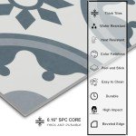 16-Pack Peel and Stick Floor and Wall Tile for Kitchen Bathroom 9" x 9" SPC Self Adhesive Vinyl Flooring Patterned Blue Backsplash Tile, 9.12 Sq Ft.