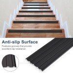 Jiekayi 8Pack 36″ Metal Outdoor Stair Treads Non-Slip, Heavy-Duty Aluminum Waterproof Safety Grip Strips for Tread, Ramps, Wood, Composite, Tile, Vinyl, Size 36in x 2in (Black)