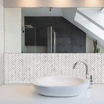 STICKGOO 10 Sheets Herringbone Peel and Stick Backsplash, Stick on Aluminum Composite PVC Kitchen Backsplash, Marble White Mixed Light Grey Look Self Adhesive Wall Tiles