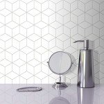 The Tiles Plaza Rhombus Backsplash Tile for Kitchen Peel and Stick, Stone Composite Self Adhesive Tiles, 3D Cube Wall Tile for Kitchen, 12 x 13 Inch 10 Sheets White