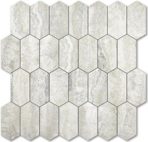 Vamos Tile Long Hexagon Peel and Stick Backsplash Tile - 10 Sheets Stick on Backsplash for Kitchen and Bathroom 12.4 x 12 Inch Beige Slate Look PVC Self Adhesive Mosaic Wall Tiles