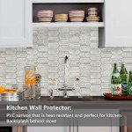 Vamos Tile Long Hexagon Peel and Stick Backsplash Tile - 10 Sheets Stick on Backsplash for Kitchen and Bathroom 12.4 x 12 Inch Beige Slate Look PVC Self Adhesive Mosaic Wall Tiles