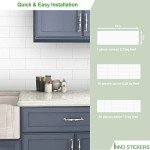 INNO STICKERS 30-Sheet White Subway Tiles Peel and Stick Backsplash, 4"x12" Stone Composite Premium Backsplash Tile for Kitchen, Bathroom, Fireplace