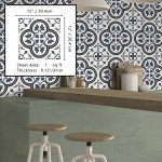 The Tiles Plaza Peel and Stick Encaustic Backsplash, Blue Patterned Vintage Stick on Tile, Stone Composite Self-Adhesive Wall Tile Sticker for Kitchen Bathroom Fireplace Stairs, 10 Sheets