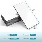 Vamos Tile 4-Piece Glossy Pure White Peel and Stick Backsplash Tile,3''x6'' PVC Subway Tile with Dark Gray Grout,Stick on Backsplash for Kitchen/Bathroom/Fireplace