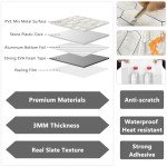 Vamos Tile Long Hexagon Peel and Stick Backsplash Tile - 10 Sheets Stick on Backsplash for Kitchen and Bathroom 12.4 x 12 Inch Beige Slate Look PVC Self Adhesive Mosaic Wall Tiles