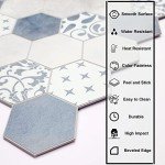 Peel and Stick Backsplash, Blue Cement Hexagon Stone Composite Marble Looks Self Adhesive Stick On Tiles Decorative Wall Tile for Kitchen Bathroom Shower, 10 Sheets