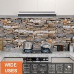 TUOKING 99-Pieces Stone Composite Subway Tiles Peel and Stick Backsplash 4"x 12" PVC Self-Adhesive Matte Brick Texture Wall Tiles Stick on Kitchen Bathroom(LPM-17-99PCS)