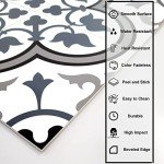 The Tiles Plaza Peel and Stick Encaustic Backsplash, Blue Patterned Vintage Stick on Tile, Stone Composite Self-Adhesive Wall Tile Sticker for Kitchen Bathroom Fireplace Stairs, 10 Sheets