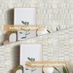 Vamos Tile Long Hexagon Peel and Stick Backsplash Tile - 10 Sheets Stick on Backsplash for Kitchen and Bathroom 12.4 x 12 Inch Beige Slate Look PVC Self Adhesive Mosaic Wall Tiles