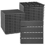 ToLanbbt Plastic Interlocking Deck Tiles 27 Pack 12"x12" Waterproof Indoor Outdoor Composite Patio Flooring Decking Tiles All Weather Use for Patio Porch Balcony Backyard Poolside, Dark Grey