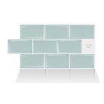 Alwayspon 10 Sheets 3D Thickened Peel and Stick Vinyl Backsplash Tiles, 12"x6" Self-Adhesive Wallpaper Wall Tile Stickers Stick on Subway Tiles for Kitchen Bathroom, Light Green 056