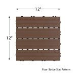 Interlocking Deck Tiles - 6-Pack Wood Plastic Composite Patio Tiles - Outdoor Flooring for Balcony, Porch, and Garage by Pure Garden (Brown)
