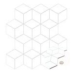 The Tiles Plaza Rhombus Backsplash Tile for Kitchen Peel and Stick, Stone Composite Self Adhesive Tiles, 3D Cube Wall Tile for Kitchen, 12 x 13 Inch 10 Sheets White